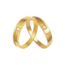 PNJ Chung Doi 18K Gold Diamond Wedding Ring Pair 00847-00843