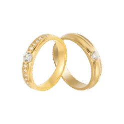 PNJ Gold 18K Diamond Wedding Ring Pair 00940-00182