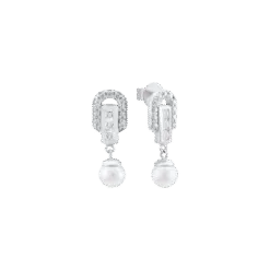 10K White Gold Earrings with Freshwater Pearls PNJ PFXMW060015