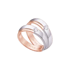 PNJ Tinh Hong 18K Gold Diamond Wedding Ring Pair 00004-00007