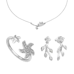 14K White Gold Diamond Jewelry Set PNJ 60411-60612