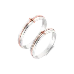 PNJ Long Phung 18K Gold Wedding Ring Pair 00361-00360