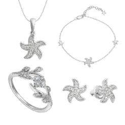 PNJ 14K White Gold Diamond Starfish Jewelry Set 60410-60191